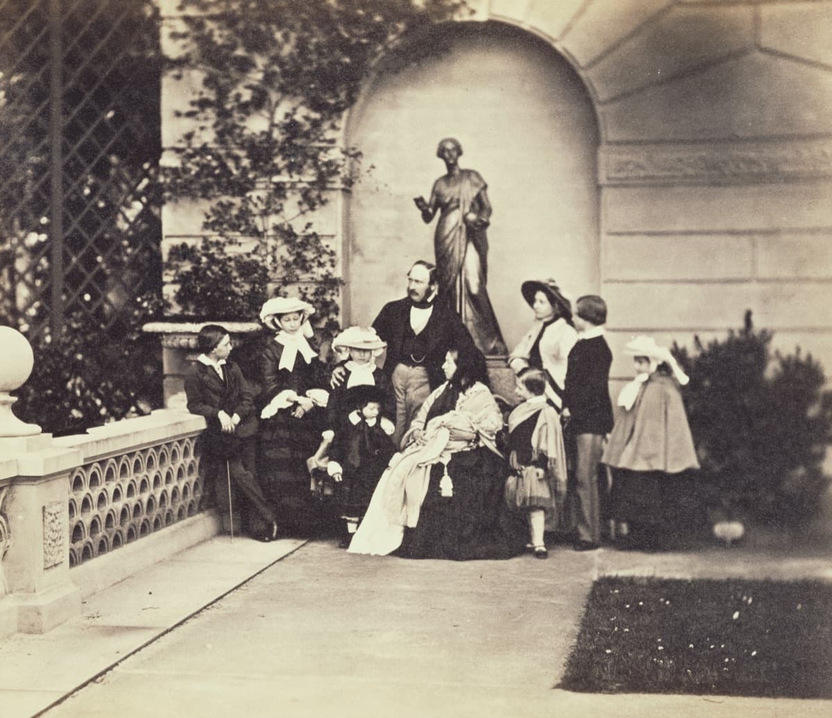 The royal family on the terrace at Osborne House, May 1857. Photograph by Caldesi and Montecchi, public domain.