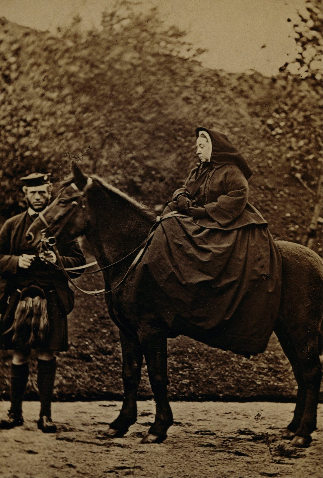 The widow on 'Fyvie' with John Brown, Balmoral