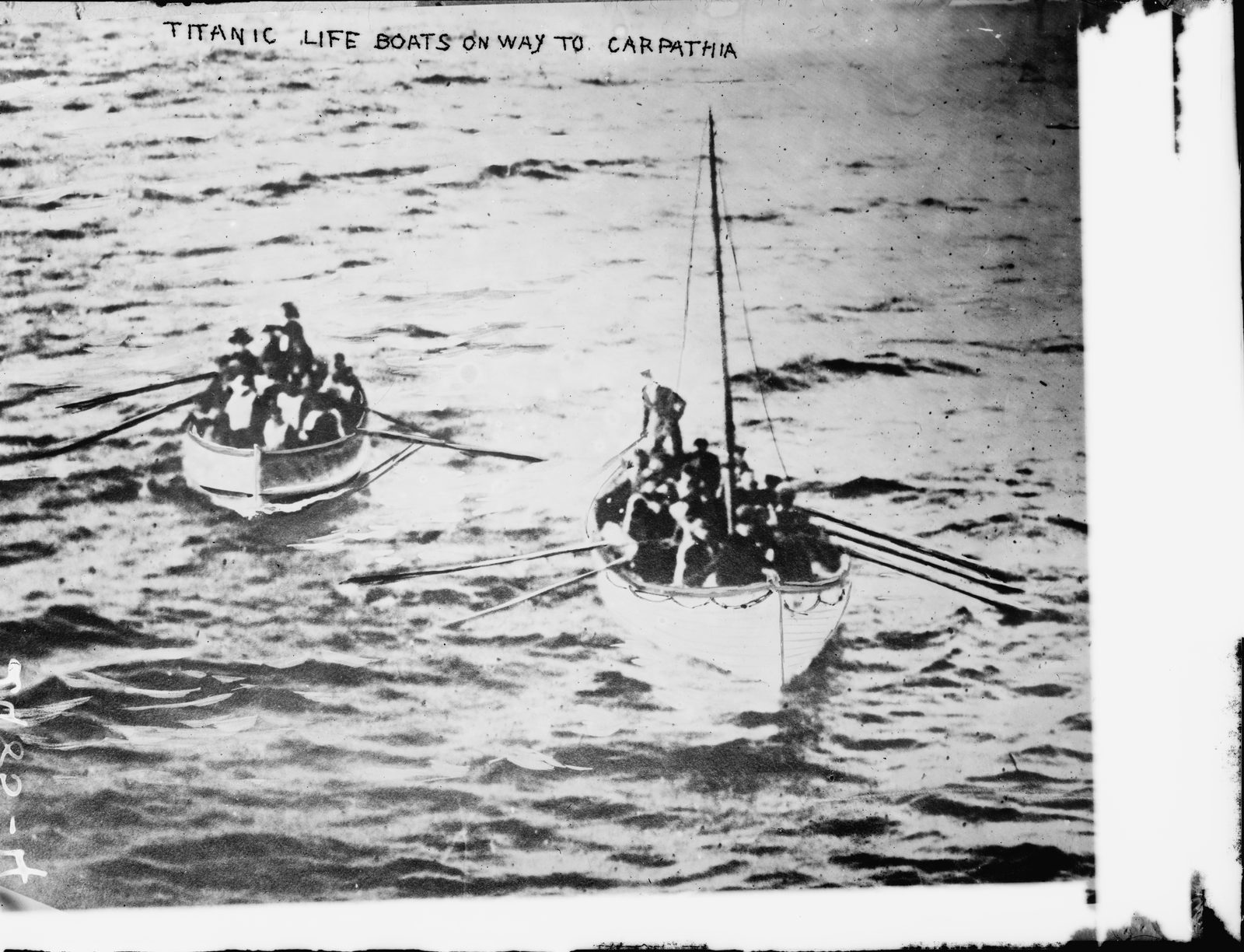 The lifeboats, rowing to the Carpathia