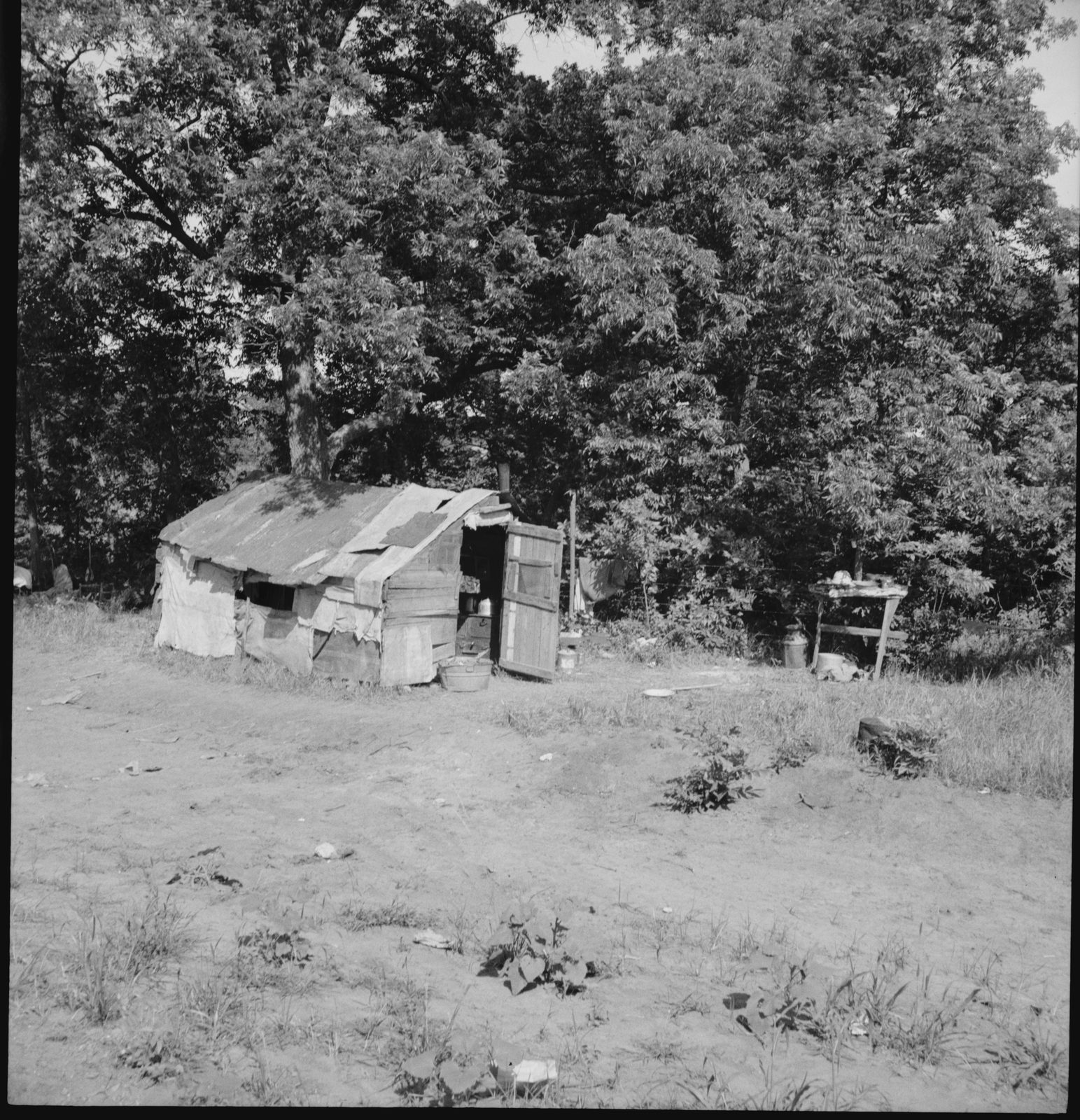 Family camped on U.S. Highway 63