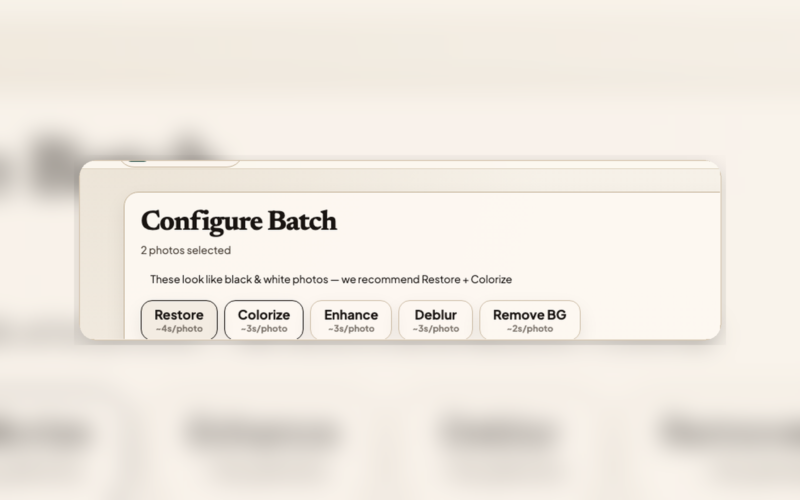 Live batch configuration with real-time progress indicators
